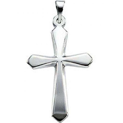 Unisex Christian Cross Pendant in Platinum - 22mm New