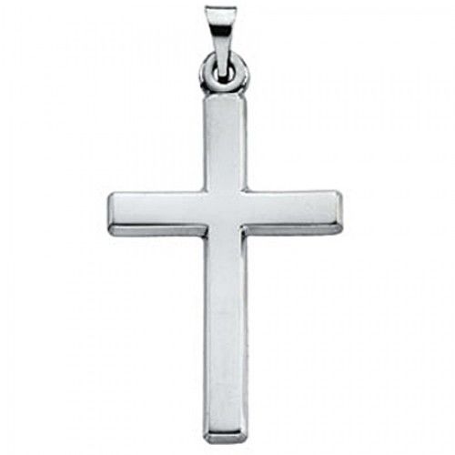 Unisex Christian Cross Pendant in Platinum - 24mm New