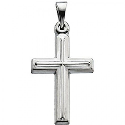 Christian Cross Pendant in Platinum - 17mm New - Unisex