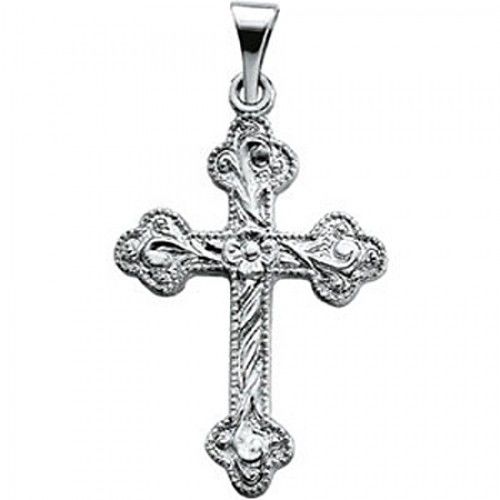 Christian Cross Pendant in Platinum - 23mm New - Unisex