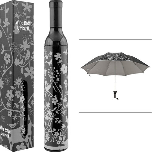 Trademark Home&#8482; Wine Bottle Umbrella - Silver & Black