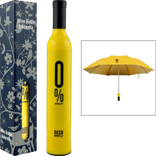 Trademark Home&#8482; Wine Bottle Umbrella - Yellow & Black