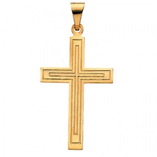 Religious Cross Pendant in 14k Yellow Gold - 1.3 Grams
