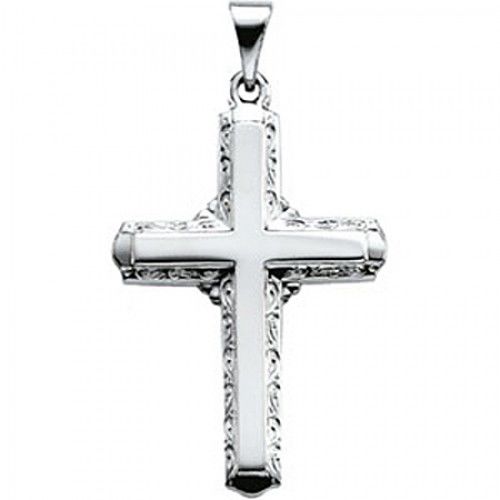 Spiritual Cross Pendant in 14k White Gold - 2.8 Grams