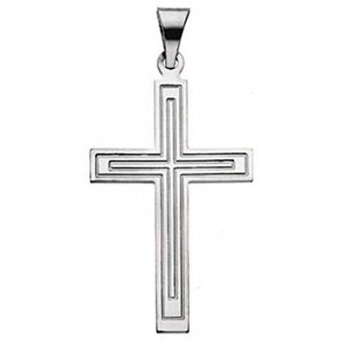 Spiritual Cross Pendant in 14k White Gold - 1.3 Grams