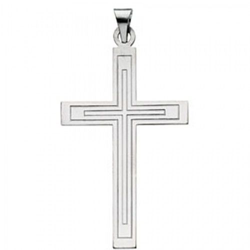 Prayerful Cross Pendant in 14k White Gold - 2.3 Grams