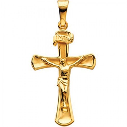 Graceful 14k Yellow Gold Crucifix Pendant - 1.8 Grams