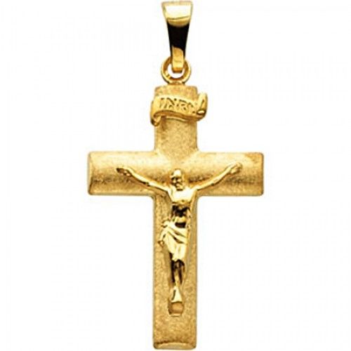 Reverent 14k Yellow Gold Crucifix Pendant - 1.3 Grams