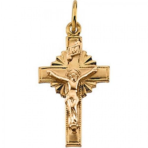Holy 14k Yellow Gold Crucifix Pendant - 0.7 Grams