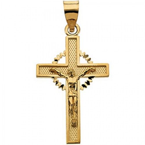 Religious 14k Yellow Gold Crucifix Pendant - 1.8 Grams