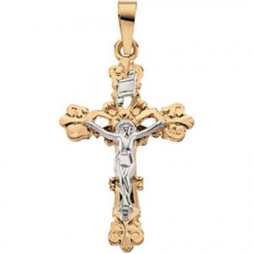 Religious 14k Yellow Gold Crucifix Pendant - 2.7 Grams