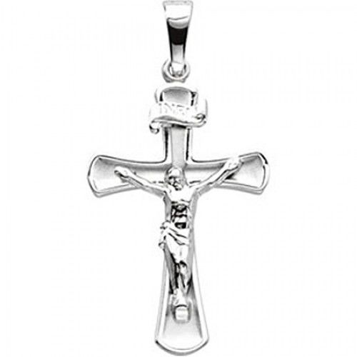 Graceful 14k White Gold Crucifix Pendant - 2 Grams