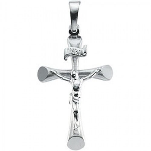 Righteous 14k White Gold Crucifix Pendant - 1.7 Grams