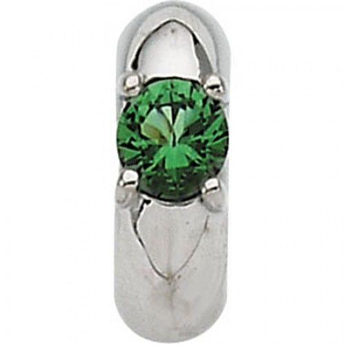 Graceful Emerald Cz Ring Pendant in 14k White Gold