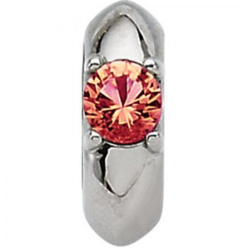 Pink Tourmaline Cz Ring Pendant in 14k White Gold New