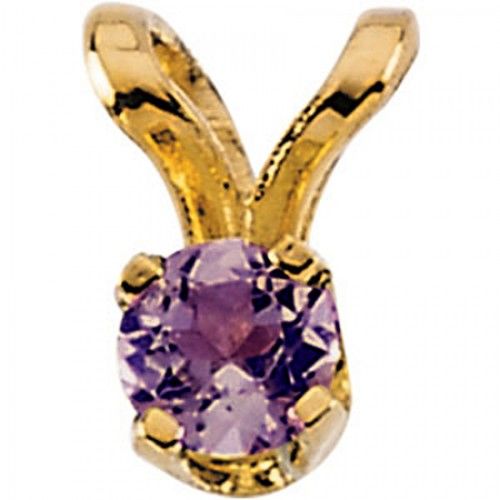 Splendid Child'S Amethyst Cz Pendant in 14k Yellow Gold