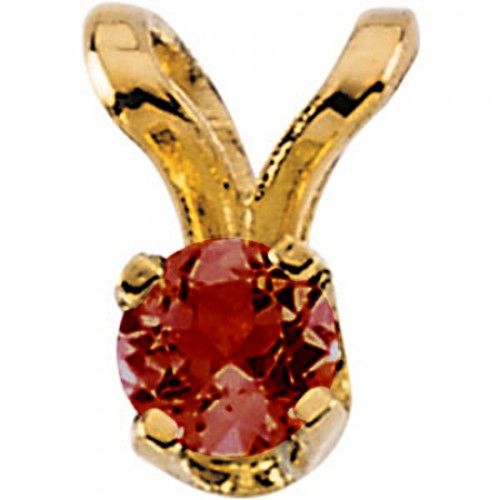 Stunning Child'S Garnet Cz Pendant in 14k Yellow Gold