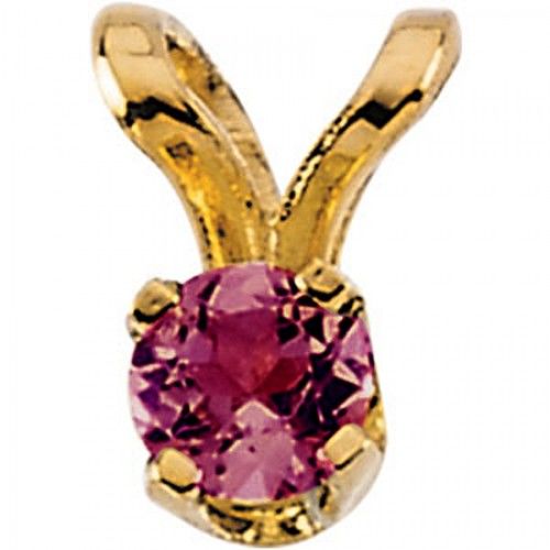 Child'S Rhodolite Garnet Cz Pendant in 14k Yellow Gold
