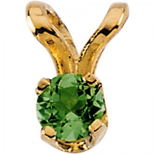 Captivating Child'S Emerald Cz Pendant in 14k Gold
