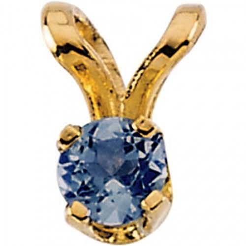 Child'S Blue Sapphire Cz Pendant in 14k Yellow Gold New