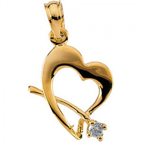Pleasant Child'S W Topaz Cz Pendant in 14k Yellow Gold