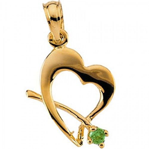 Marvelous Child'S Peridot Cz Pendant in 14k Yellow Gold