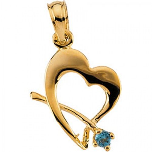 Marvelous Child'S Blue Topaz Cz Pendant in 14k Gold