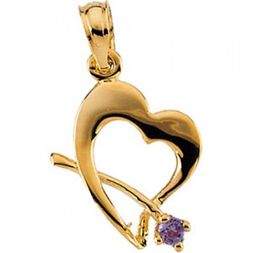 Tempting Child'S Amethyst Cz Pendant in 14k Yellow Gold