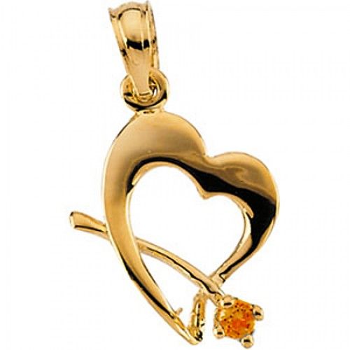 Outstanding Child'S Citrine Cz Pendant in 14k Gold