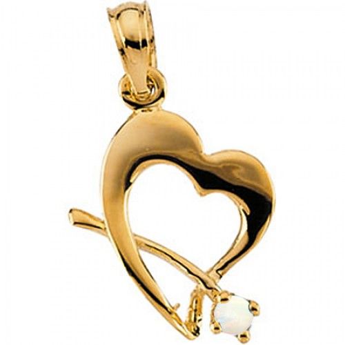 Attractive Child'S Opal Cz Pendant in 14k Yellow Gold