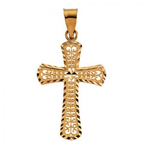26mm Cross Pendant in 14k Yellow Gold - Men & Ladies