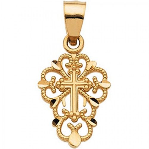 12mm Cross Pendant in 14k Yellow Gold - Men & Ladies