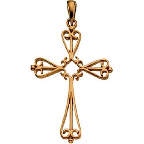 33mm Cross Pendant in 14k Yellow Gold - Men & Ladies