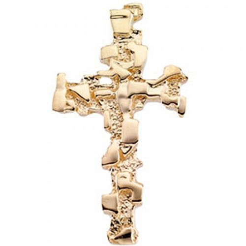 38mm Cross Pendant in 14k Yellow Gold - Men & Ladies