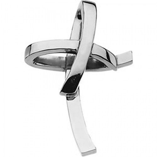 Cross Pendant in 14k White Gold For Men & Ladies - 36mm
