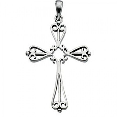 33mm Cross Pendant in 14k White Gold - Men & Ladies
