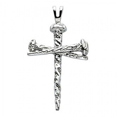 Cross Pendant in 14k White Gold For Men & Ladies - 34mm