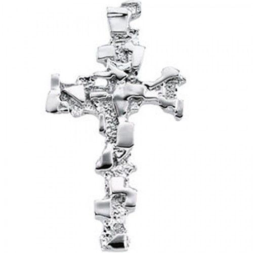 38mm Cross Pendant in 14k White Gold - Men & Ladies