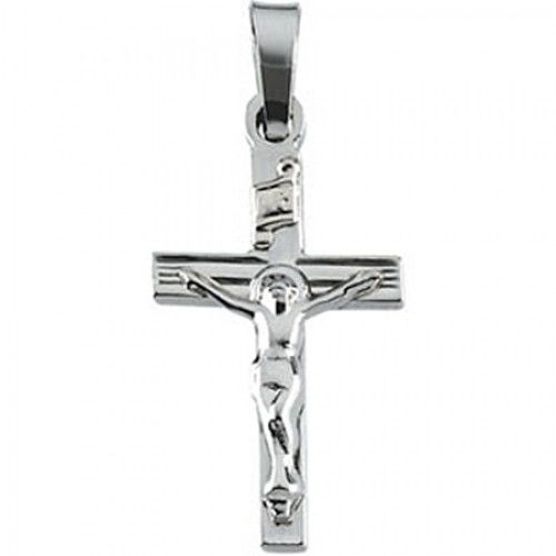 Religious 14k White Gold Crucifix Pendant - 1.1 Grams
