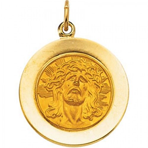 Jesus Ecce Homo Pendant - 14k Yellow Gold - 18.00 Mm
