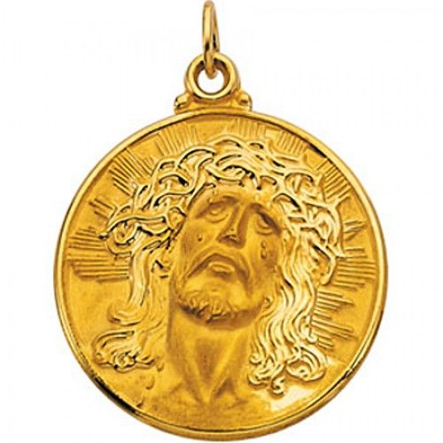 Jesus Ecce Homo Pendant - 14k Yellow Gold - 23.00 Mm