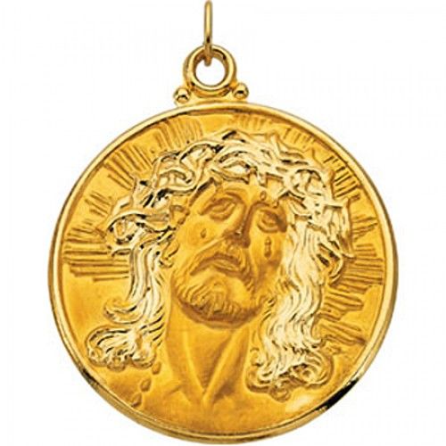 Jesus Ecce Homo Pendant - 14k Yellow Gold - 33.00 Mm