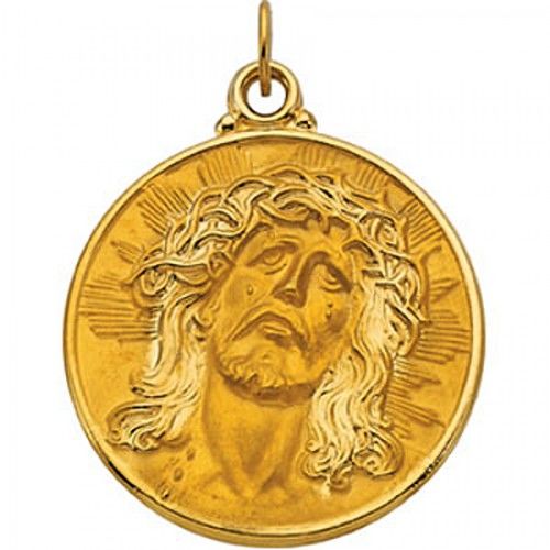 Jesus Ecce Homo Pendant - 14k Yellow Gold - 28.00 Mm