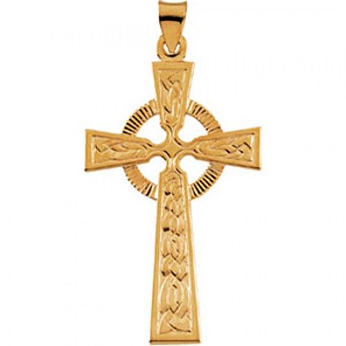 Celtic Cross Pendant - 14k Yellow Gold - 40.00 Mm