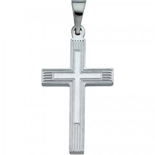 Cross Pendant - 14k White Gold - 17.00 X 11.00 Mm