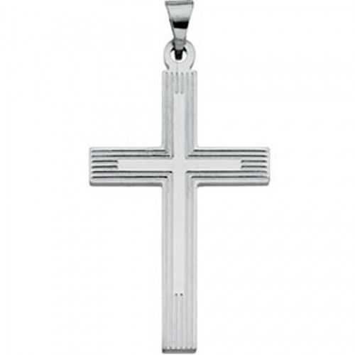 Cross Pendant - 14k White Gold - 29.00 X 19.00 Mm