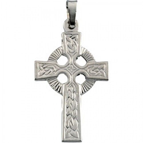 Celtic Cross Pendant 14k White Gold - 24.00 X 16.00 Mm