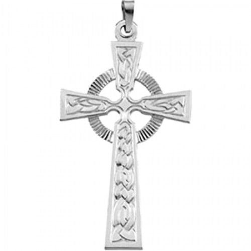 Celtic Cross Pendant 14k White Gold - 40.00 X 25.00 Mm