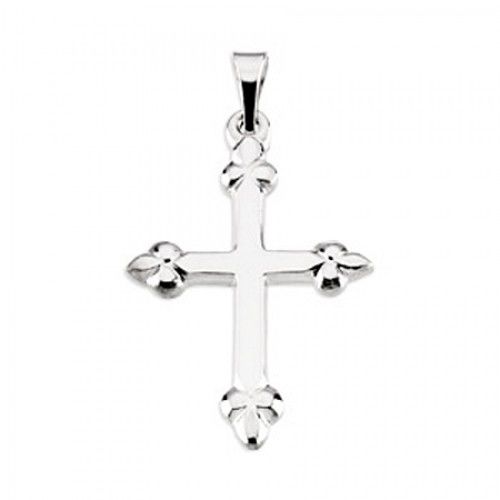 Cross Pendant - 14k White Gold - 21.00 X 16.00 Mm