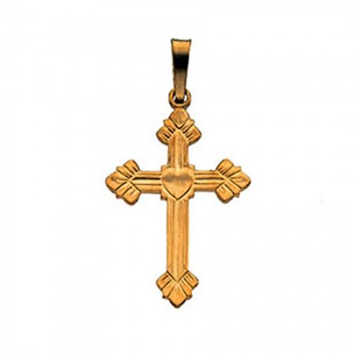 Christian Cross Pendant - 14k Yellow Gold - 20mm New